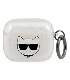 Etui do Airpods 3 KLA3UCHGS srebrne Glitter Choupette TFO Karl Lagerfeld GSM111724