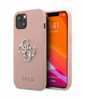 Nakładka do iPhone 13 Pro / 13 6,1" GUHCP13LSA4GSPI różowa hard case Saffiano 4G Metal Logo TFO Guess GSM114321