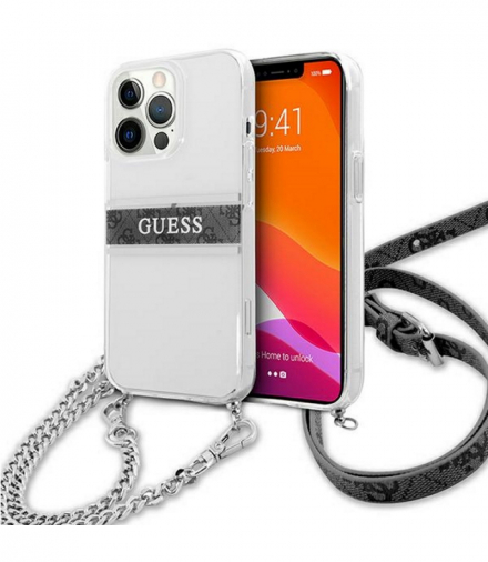 Nakładka do iPhone 13 6,1" GUHCP13MKC4GBSI przeźroczysta hard case 4G Grey Strap Silver Chain TFO Guess GSM114324