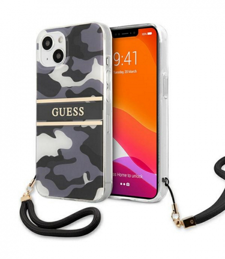 Nakładka do iPhone 13 6,1" GUHCP13MKCABBK czarny hard case Camo Strap Collection TFO Guess GSM114325