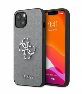 Nakładka do iPhone 13 Mini 5,4" GUHCP13SSA4GSGR szary hard case Saffiano 4G Metal Logo TFO Guess GSM114345