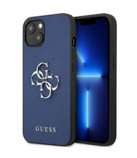 Nakładka do iPhone 13 Pro Max 6,7" GUHCP13XSA4GSBL niebieska hard case Saffiano 4G Metal Logo TFO Guess GSM114356