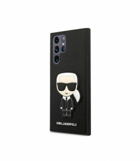 Nakładka do Samsung Galaxy S22 Ultra KLHCS22LOKPK hard case czarna Saffiano Iconic Patch TFO Karl Lagerfeld GSM115000