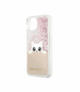 Nakładka do iPhone 13 6,1" KLHCP13MPABGNU różowy hardcase PEEK A BOO Liquid Glitter TFO Karl Lagerfeld GSM115017