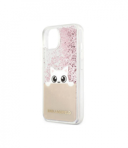 Nakładka do iPhone 13 Pro / 13 6,1" KLHCP13LPABGNU różowy hardcase PEEK A BOO Liquid Glitter TFO Karl Lagerfeld GSM115018