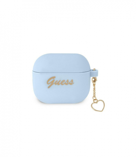 Etui do Airpods 3 GUA3LSCHSB niebieskie Silicone Heart Charm TFO Guess GSM115083
