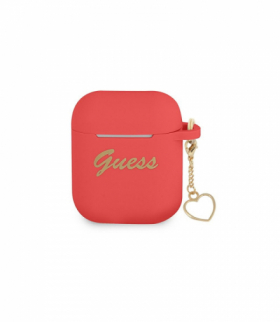 Etui do Airpods 1 / 2 GUA2LSCHSR czerwona Silicone Heart Charm TFO Guess GSM115087