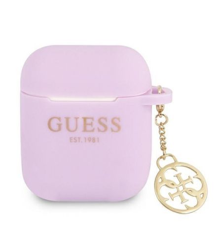 Etui do Airpods / Airpods 2 GUA2LSC4EU fioletowe Logo 4G Charm TFO Guess GSM115105