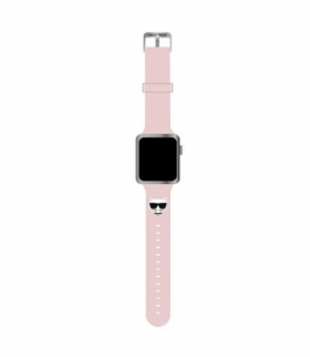 pasek do Apple Watch 42 / 44 / 45 KLAWLSLCP różowy Silicone Choupette Head TFO Karl Lagerfeld GSM115392
