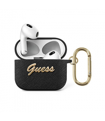 Etui do Airpods 3 GUA3SASMK czarne 4G Script Metal TFO Guess GSM114996