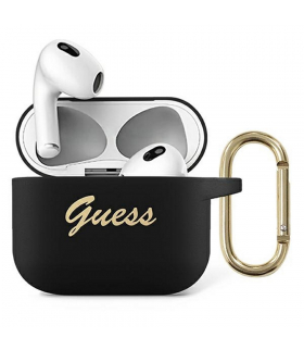 Etui do AirPods 3 GUA3SSSK czarne Silicone Vintage Script TFO Guess GSM111152