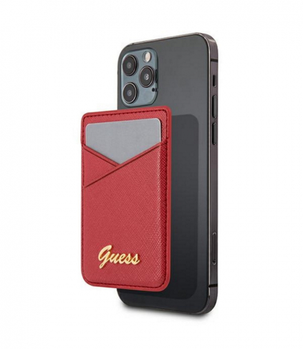 Wsuwka, etui na karty GUWMSSASLRE czerwona MagSafe Saffiano TFO Guess GSM111279