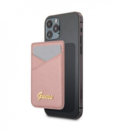 Wsuwka, etui na karty GUWMSSASLPI różowa MagSafe Saffiano TFO Guess GSM111280