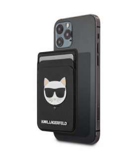 Wsuwka, etui na karty KLWMSCHSFBK czarna Saffiano Choupette Head MagSafe TFO Karl Lagerfeld GSM111743