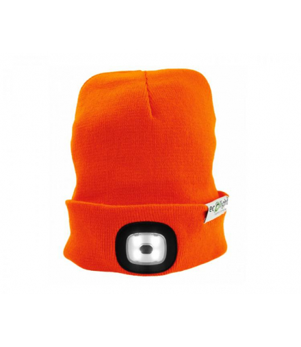 Czapka z latarką LED POMARAŃCZOWA 1W 6500K EC20589