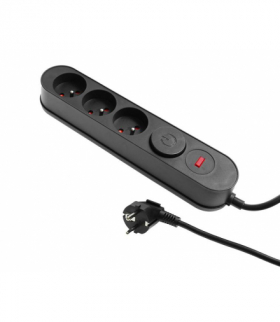 Listwa zasilająca z układem przeciwprzepięciowym, 3 gniazda, 3m, włącznik, czarna LXW00012