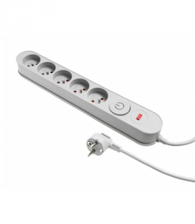 Listwa zasilająca z układem przeciwprzepięciowym, 5 gniazd, 5m, włącznik, czarna LXW00022