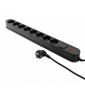 Listwa zasilająca z układem przeciwprzepięciowym, 8 gniazd,5m, włącznik, czarna LXW00028