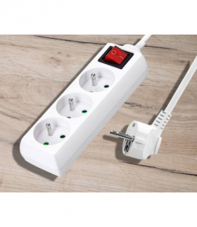 Przedłużacz elektryczny 3x1mm 3 gn+wył 3m 10A biały HQ E3W30L