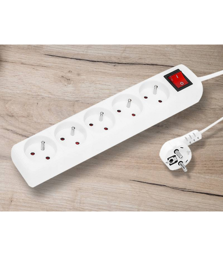 Przedłużacz elektryczny 3x1mm 5 gn+wył 3m 10A biały HQ E5W30L