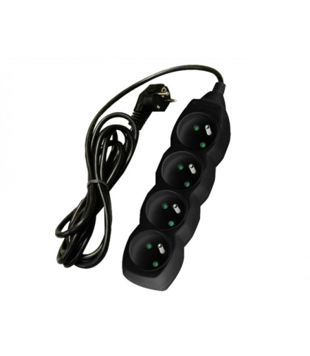 Przedłużacz sieciowy 4 Gniazda z uziemieniem 5m czarny LXPP29