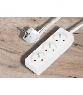 Przedłużacz elektryczny 3x1mm 3 gniaz. 5m 10A biały HQ E350L
