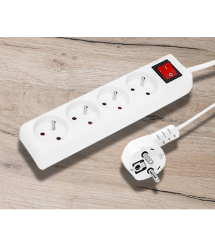 Przedłużacz elektryczny 3x1mm 4 gn+wył 3m 10A biały HQ E4W50L