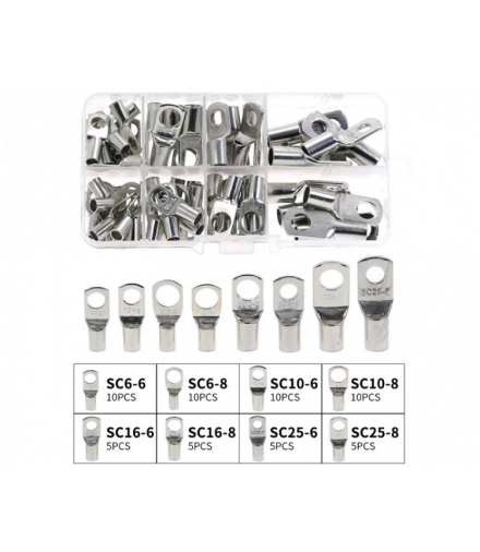 Zakończenia kablowe, końcówki oczkowe na przewody zestaw 60 sztuk E6215 LXE6215