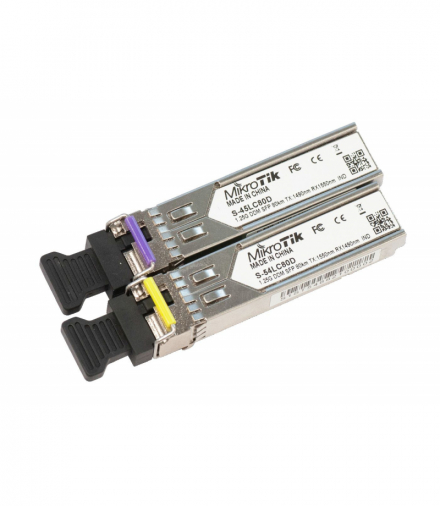 MikroTik S-4554LC80D Moduł SFP 1,25Gb/s, LC, 80km, Jednomodowy, Para (T1490nm/R1550nm) + (T1550nm/R1490nm) MIKROTIK S-4554LC80D