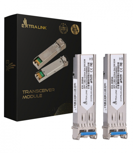 Extralink SFP 1.25G 2-pack Moduł SFP 1,25Gbps, LC/UPC, 1310nm, 2km, single mode, DOM EXTRALINK EX.35894