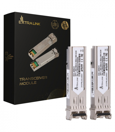 Extralink SFP 1.25G 2-pack Moduł SFP 1,25Gbps, LC/UPC, 850nm, 550m, multi mode, DOM, Dedicated to HP/Aruba EXTRALINK EX.35931