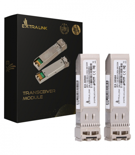 Extralink SFP+ 10G 2-pack Moduł SFP+ 10Gbps, LC/UPC, 850nm, 300m, multi mode, DOM, Dedicated to HP/Aruba EXTRALINK EX.35955