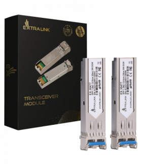 Extralink SFP 1.25G 2-Pack Moduł SFP 1,25Gbps, LC/UPC, 1310nm, 20km, single mode, DOM (Dedicated to HP/Aruba) EXTRALINK EX.30477