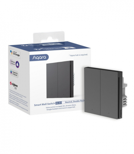 AQARA SMART WALL SWITCH H1 GREY ŁĄCZNIK PODWÓJNY (WITH NEUTRAL, DOUBLE ROCKER) AQARA WS-EUK04-G