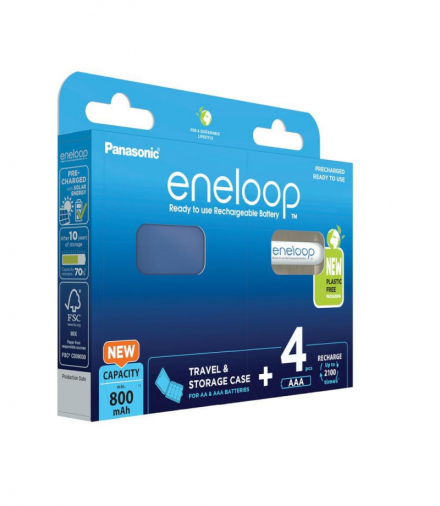 Panasonic Eneloop AAA 800mAh akumulator - 4 szt + BOX TFO AKRAOAKUPAN00072