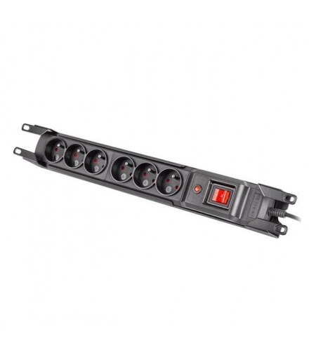 Armac M6 Rack 19 Listwa zasilająca przeciwprzepięciowa, 6 gniazd, przewód 3m, czarna ARMAC MULTI M6 RACK 3M BLACK