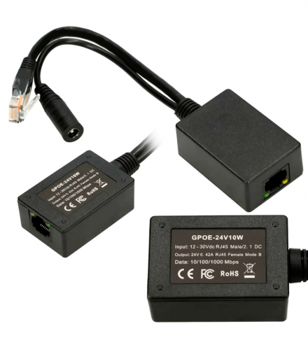 Extralink 1 Portowy Inwerter PoE Wejście 1x 1000Mb/s RJ45/Jack 10-24V, Wyjście 24V EXTRALINK EX.14688