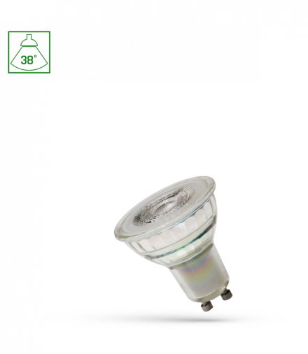 Żarówka LED GU10 230V 5,5W SMD 38st WW z soczewką szklana Ściemnialna DIMMABLE SPECTRUM WOJ+14696