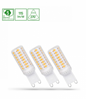 Żarówki LED G9 230V 4W CW DIMMABLE Ściemnialne SMD 5 LAT GWARANCJI PREMIUM SPECTRUM 3-PACK WOJ+14486_4W