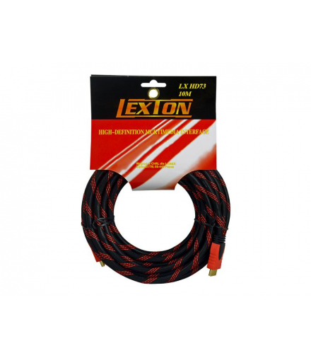 Kabel, przewód HDMI-HDMI v1.4, 10m, czerwony. LEXTON LXHD73