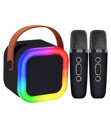 ZESTAW KARAOKE RGB Głośnik Bluetooth, dwa mikrofony K-12 ,czarny LXK12C