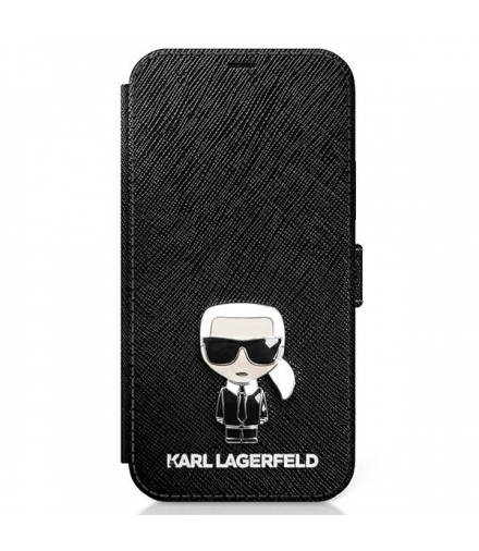 Etui do iPhone 12 Mini 5,4 KLFLBKP12SIKMSBK czarne book case Saffiano Iconic Metal TFO Karl Lagerfeld GSM106054