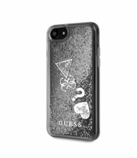 Nakładka do iPhone 7 / 8 / SE 2020 GUHCI8GLHFLSI srebrna hard case Glitter Hearts TFO Guess GSM042481