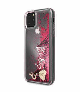 Nakładka do iPhone 11 Pro Max GUHCN65GLHFLRA malinowa hard case Glitter Hearts TFO Guess GSM095670