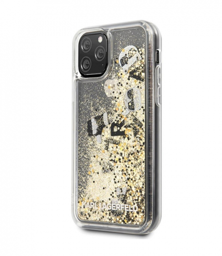 Nakładka do iPhone 11 Pro KLHCN58ROGO czarno-złota hard case Glitter Floating TFO Karl Lagerfeld GSM096099