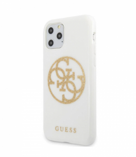 Nakładka do iPhone 11 Pro Max GUHCN65TPUWHGLG biała hard case Glitter 4G Circle Logo TFO Guess GSM099176