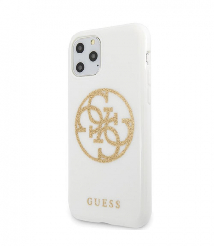 Nakładka do iPhone 11 Pro Max GUHCN65TPUWHGLG biała hard case Glitter 4G Circle Logo TFO Guess GSM099176