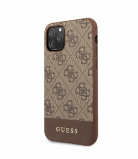 Nakładka do iPhone 11 Pro Max GUHCN65G4GLBR brązowa hard case 4G PU Metal Logo TFO Guess GSM099179