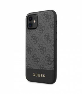 Nakładka do iPhone 11 GUHCN61G4GLGR szara hard case 4G PU Metal Logo TFO Guess GSM099181