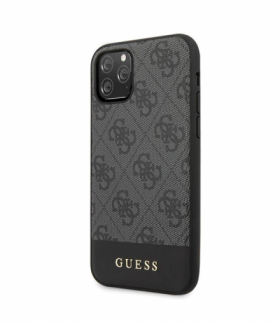 Nakładka do iPhone 11 Pro Max GUHCN65G4GLGR szara hard case 4G PU Metal Logo TFO Guess GSM099182